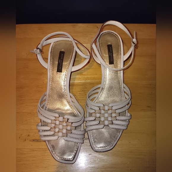 Louis Vuitton Damier Azure Wedges Size 37 1/2 - Picture 1 of 5